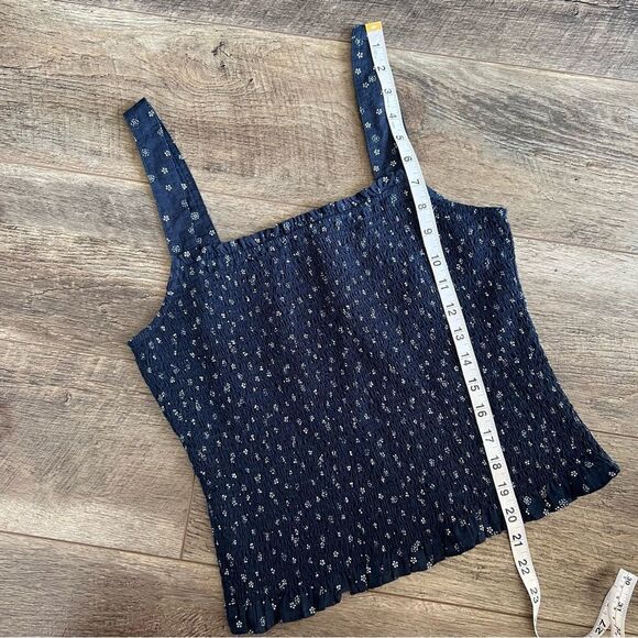 Madewell Lucie Smocked Tank Top in Bandana Flower Size Small Navy Blue White - Picture 16 of 16